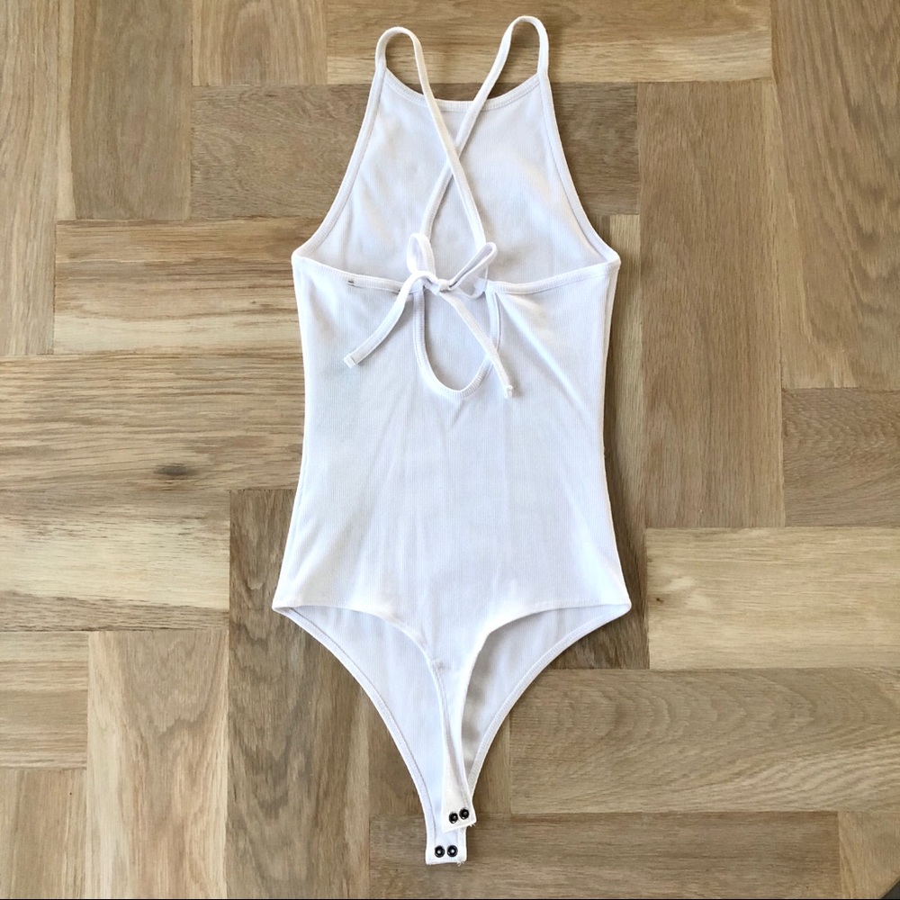 Abercrombie White High Neck Bodysuit: Medium
